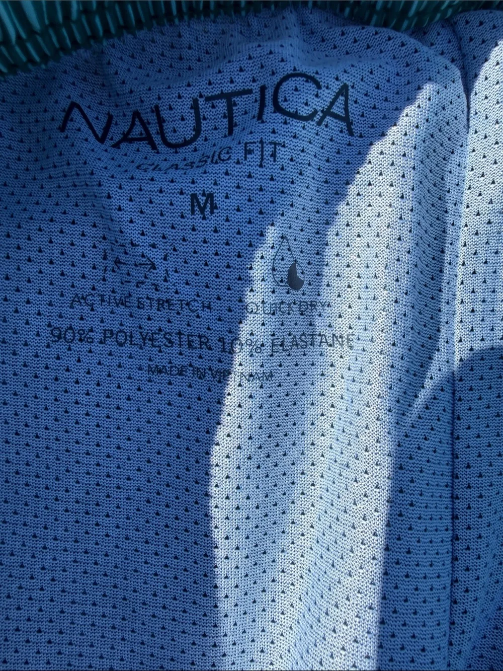 Nautica Men’s Teal Striped Swim Trunks with White Drawcord